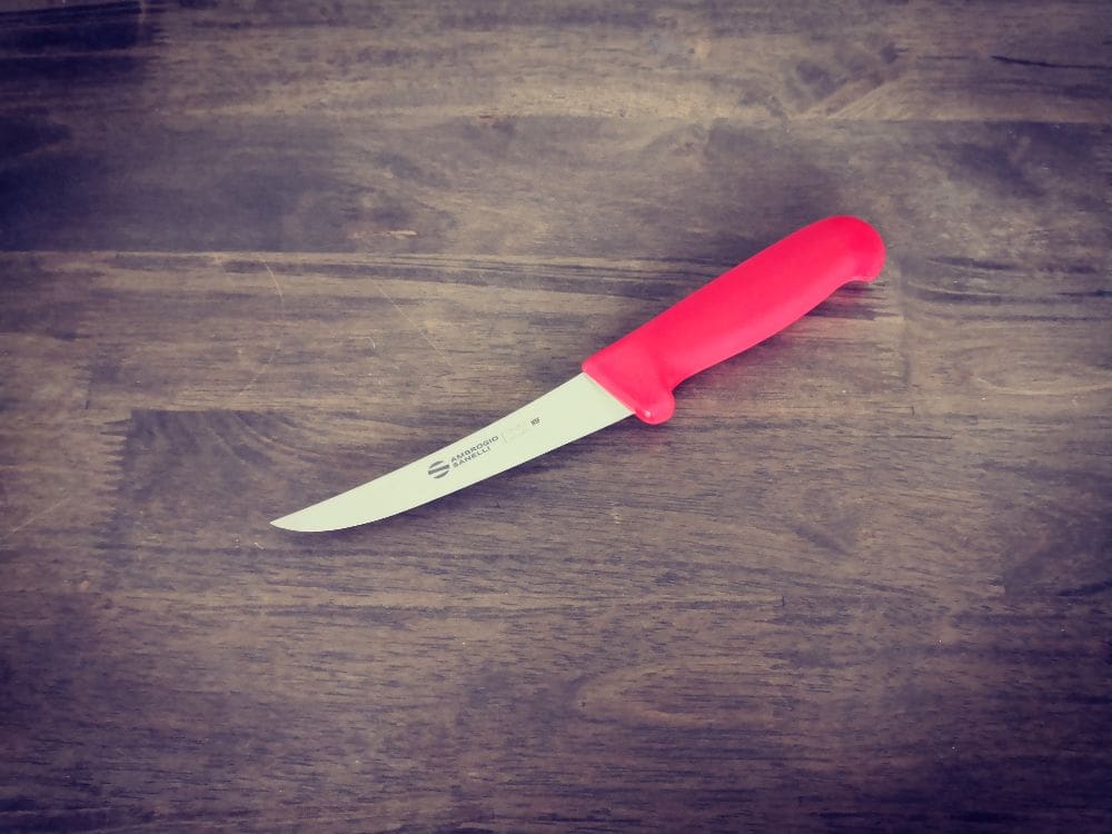 Utbeiningskniv (semi-fleksibel) 13cm rød Supra, utbeiningskniv, Supra